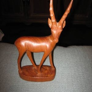 Antelope Teak Hand Carving Mid Century
